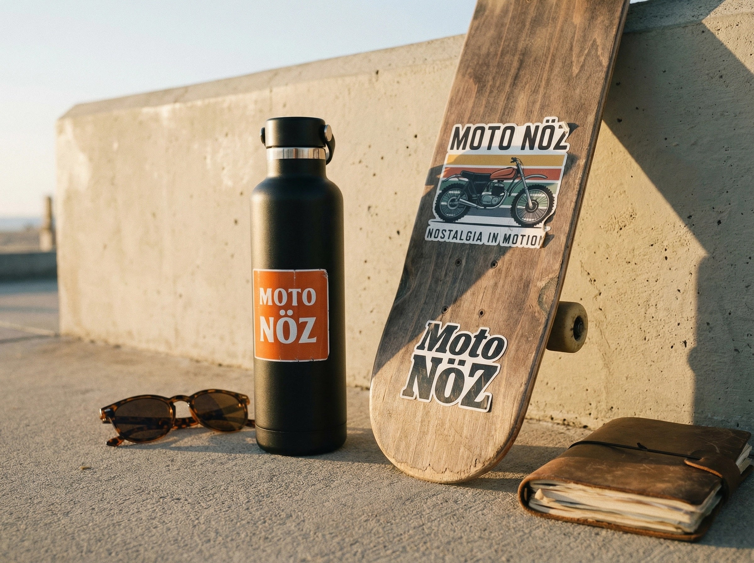 Moto NÖZ Vintage Motorcycle Sticker Sheet — Retro Racing Decal Set