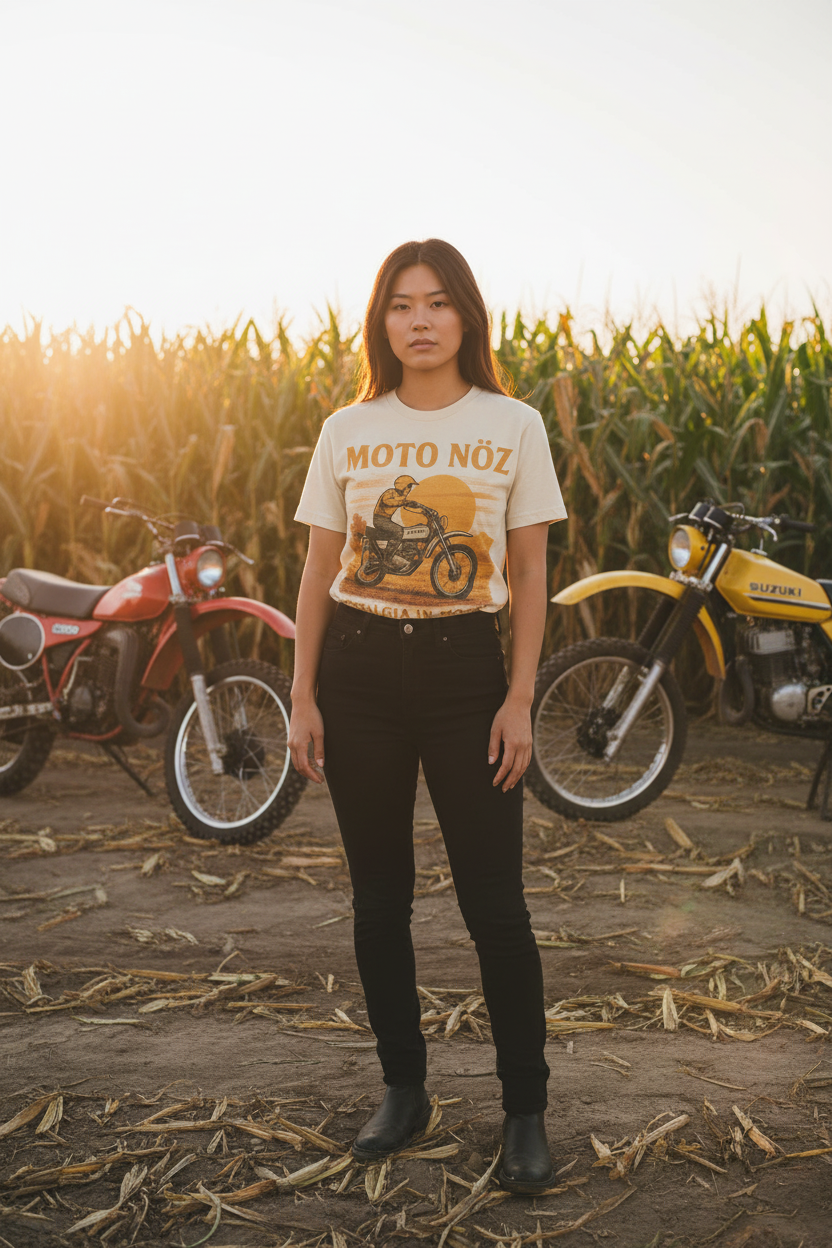 Asian female model with corn field