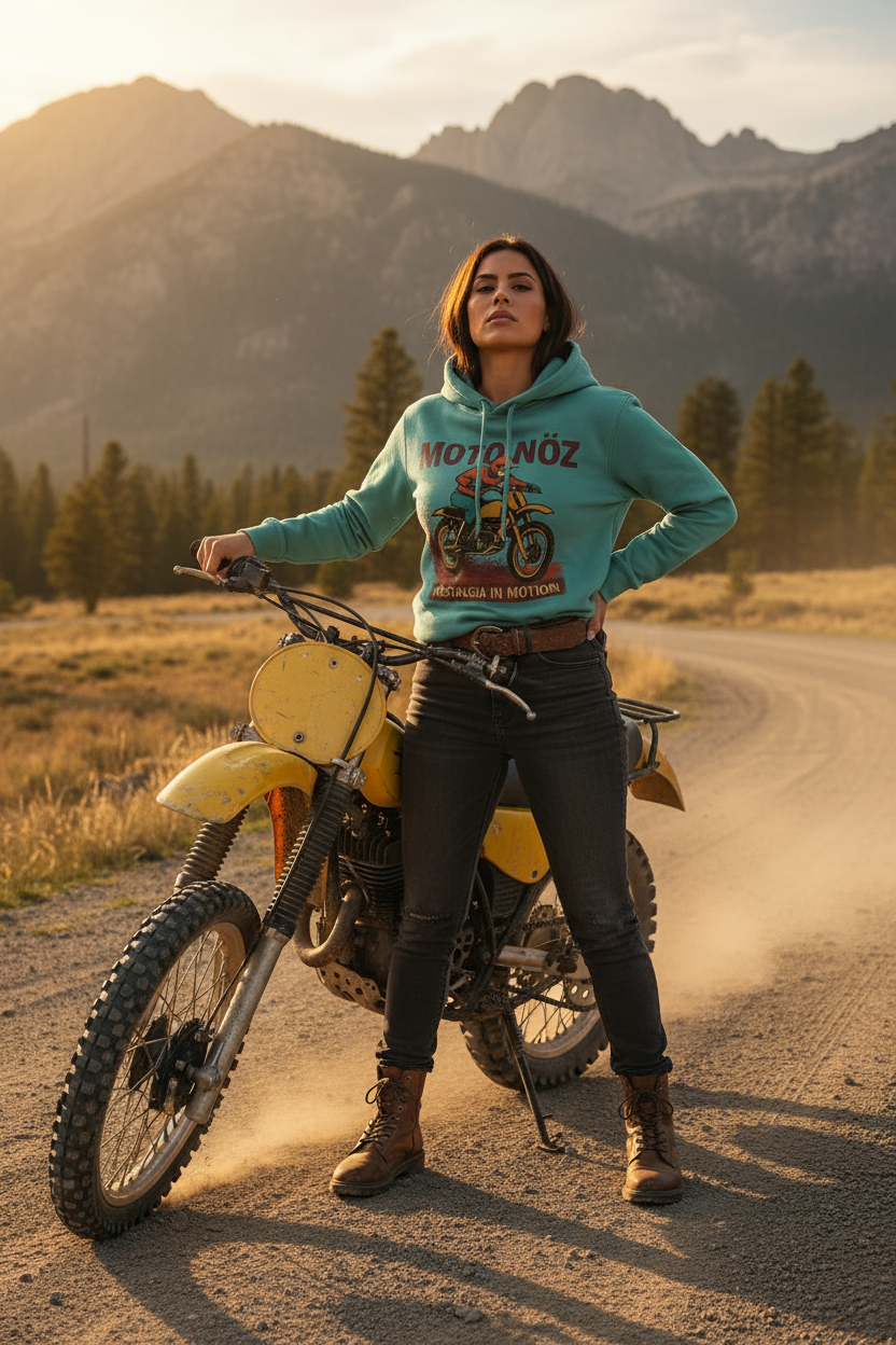 Bold Hispanic female model wearing The MOTO NÖZ Hoodie 4