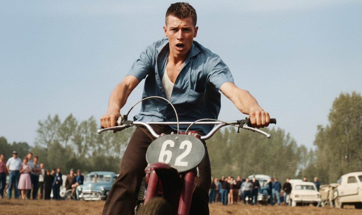 Colorized Vintage Motocross Racer
