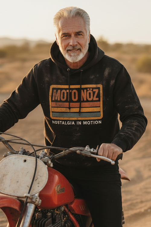 Heritage Block Hoodie Close-up with Dirt and Oil