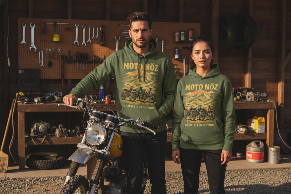 Hispanic male model behind bike with hoodie prominently displayed