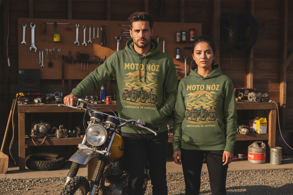 Hispanic male model behind bike with hoodie prominently displayed