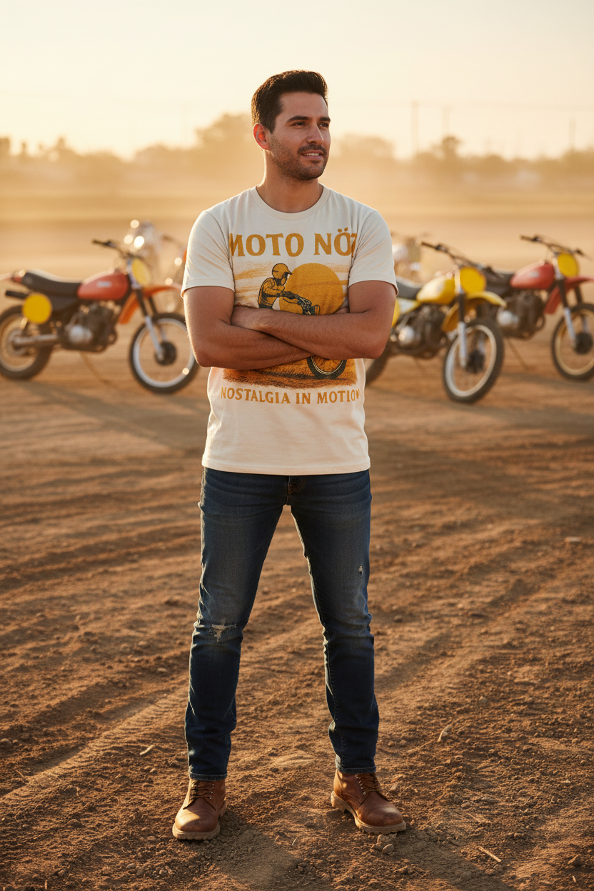 Hispanic male model on dirt track