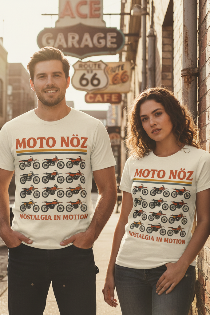 Male and female models in Lineup Legacy Tee with urban foreground