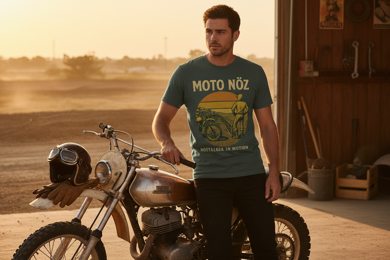 Model with Ready Line Tee and vintage gear