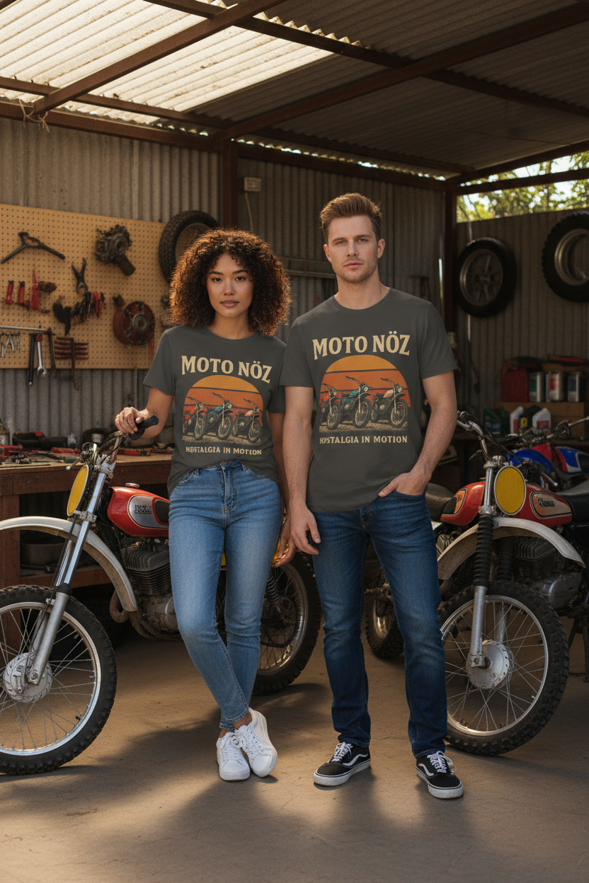 Models wearing The NÖZ 4 in outdoor garage