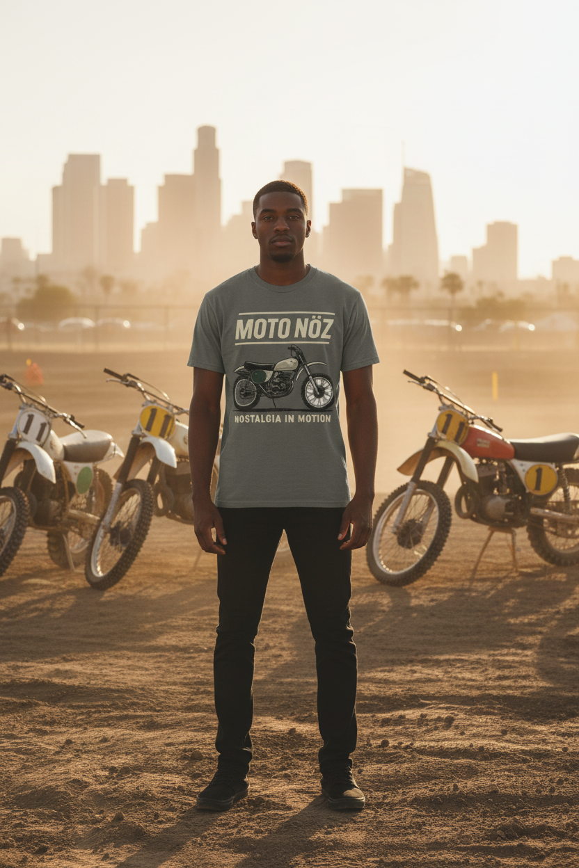 MOTO NÖZ T-Shirt Model on Dirt Track