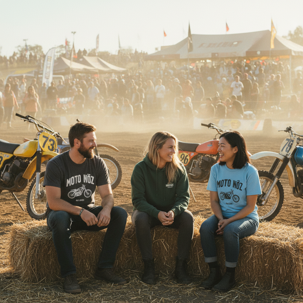 Three Friends at Vintage Motocross Race Track