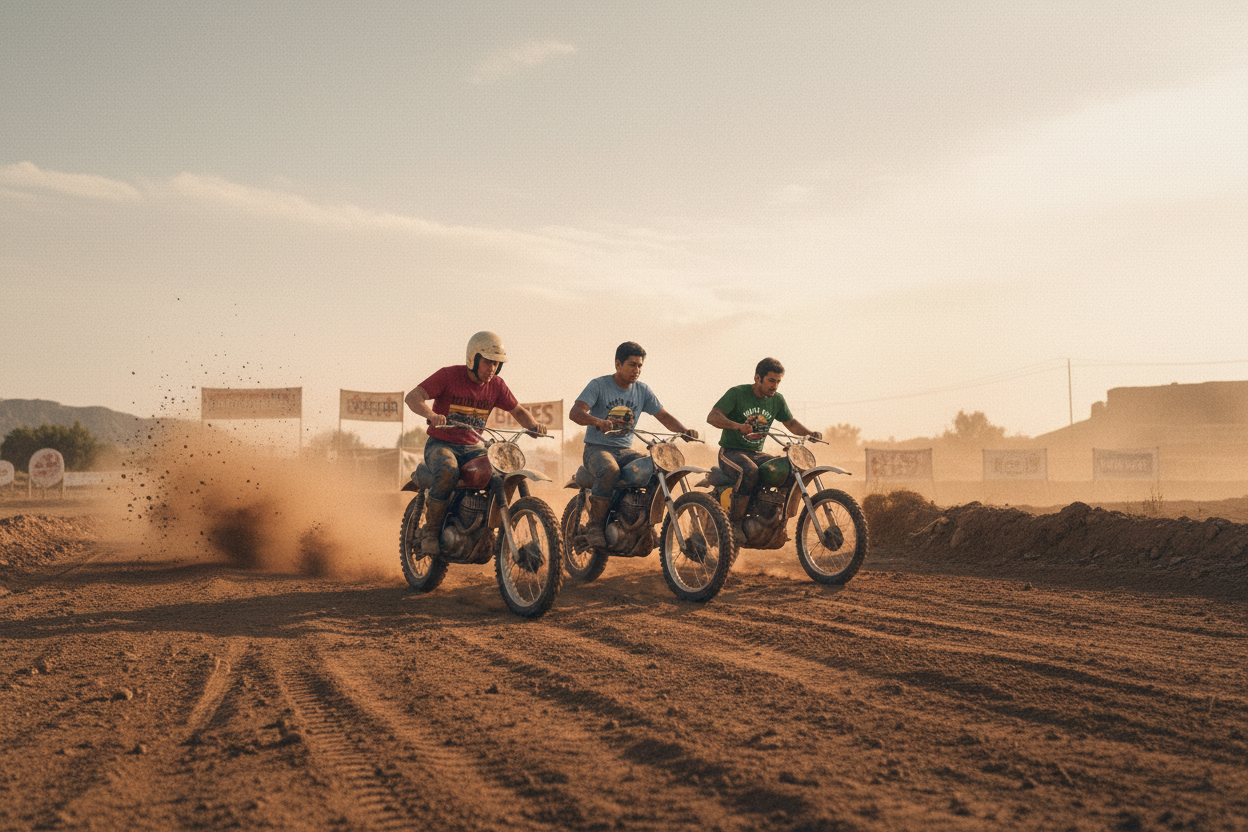 Three Riders - Gritty Retro Motocross